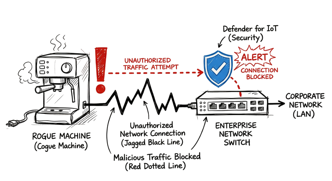 IoT devices in enterprise network detection architecture using security sensors